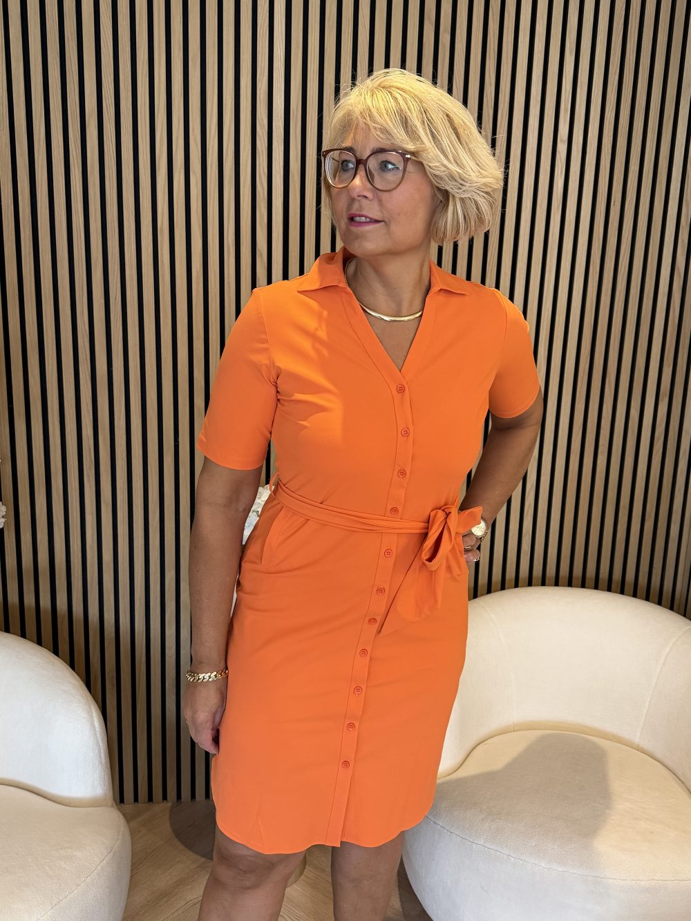 Mi Piace - Dress V Neck - Orange | Morgen in huis!