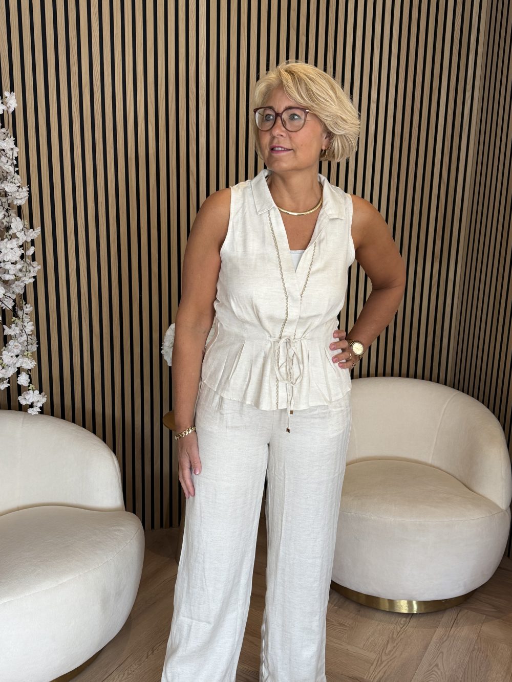 Kimara - Flora Gilet - Creme | Morgen in huis!