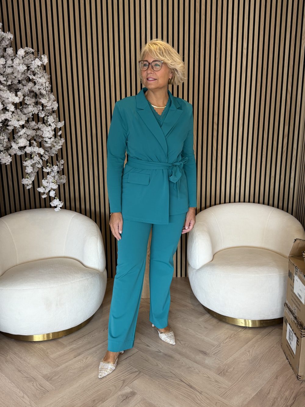 Mi Piace - Broek Straight - Everglade / Mi Piace - Blazer Belted - Everglade