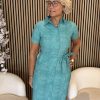 Mi Piace - Dress Short Sleeves Linnen Structure Print - Everglade