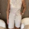 Mi Piace - Bermuda Linnen Structure Print - Latte / Mi Piace - Blouse Sleeveless Linnen Structure Print - Latte