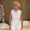 Triple Nine - Blouse cut sleeves with stripes and belt - L.Blue