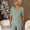 Triple Nine - Jumpsuit short sleeves v neck with zip - Sage green