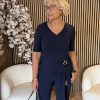 Triple Nine - Jumpsuit short sleeves v neck with zip - Navy