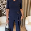 Triple Nine - Jumpsuit short sleeves v neck with zip - Navy