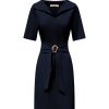Triple Nine - Dress with broad collar and belt - Navy | Morgen in huis!