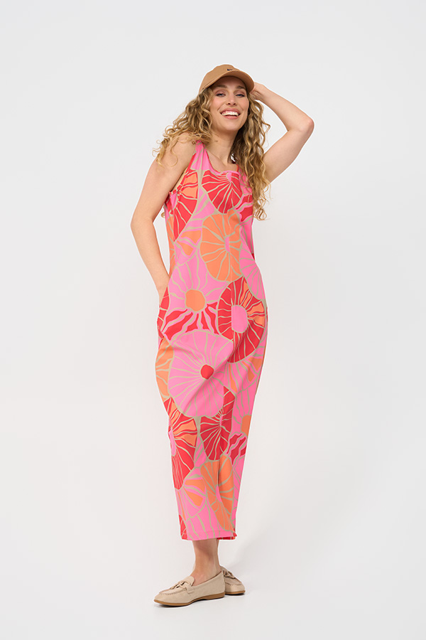 Mi Piace - Singlet Dress Desert Anemone Print - Coral
