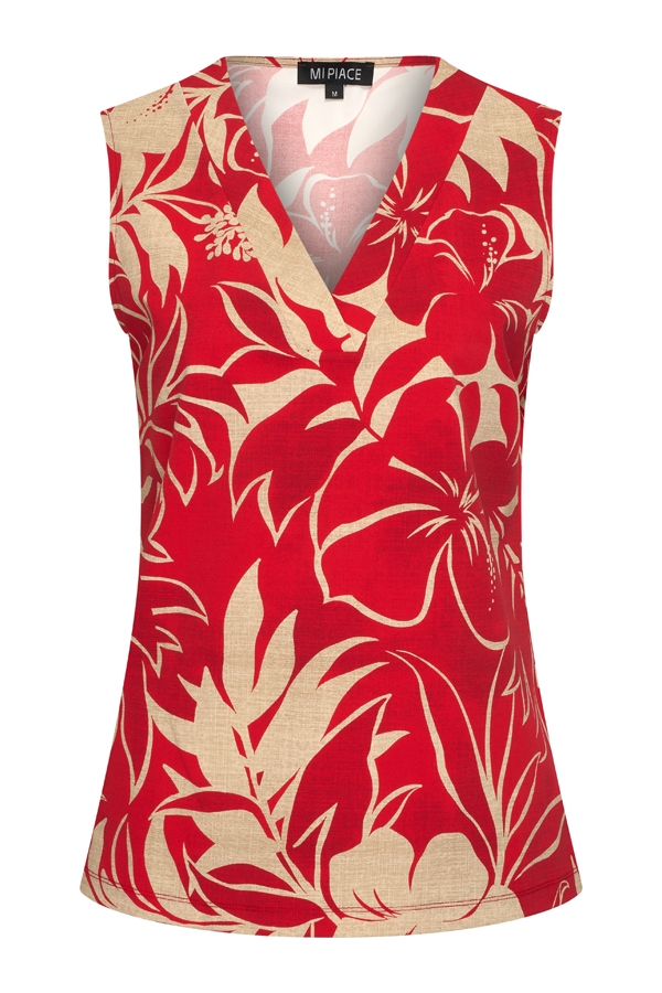 Mi Piace - Top Tropical Hibiscus Print - Red
