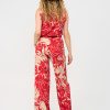 Mi Piace - Trousers Straight Tropical Hibiscus Print - Red