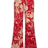 Mi Piace - Trousers Straight Tropical Hibiscus Print - Red