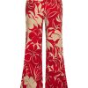 Mi Piace - Trousers Straight Tropical Hibiscus Print - Red