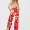 Mi Piace - Trousers Straight Tropical Hibiscus Print - Red
