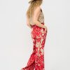 Mi Piace - Trousers Straight Tropical Hibiscus Print - Red