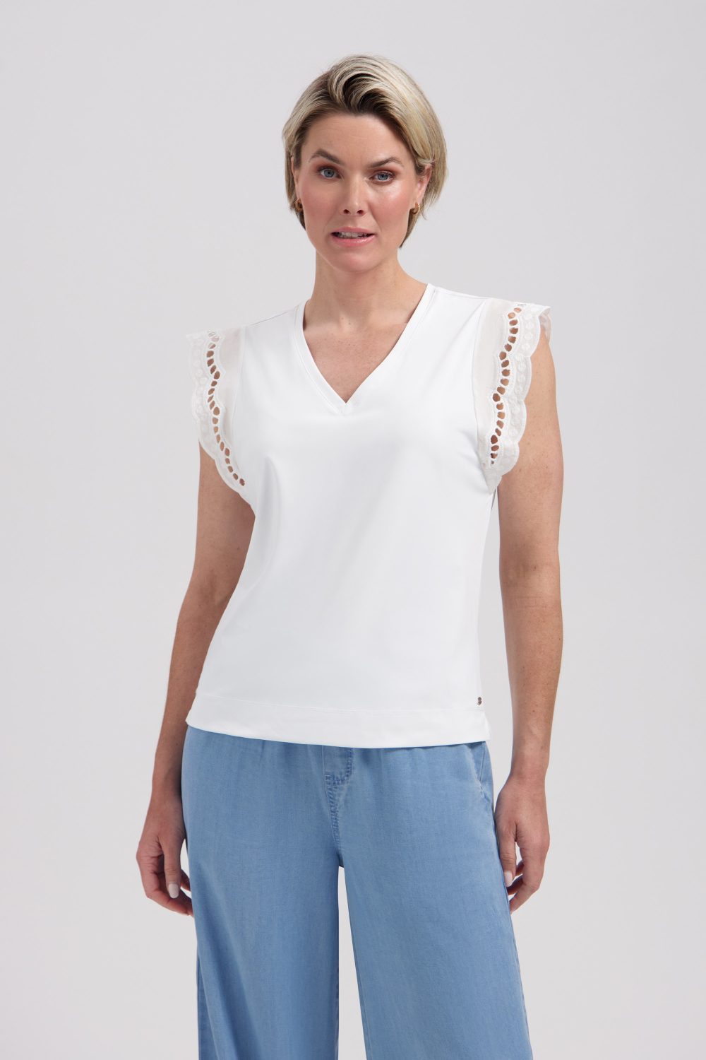Lady Day - Lake Travelstof Top - White
