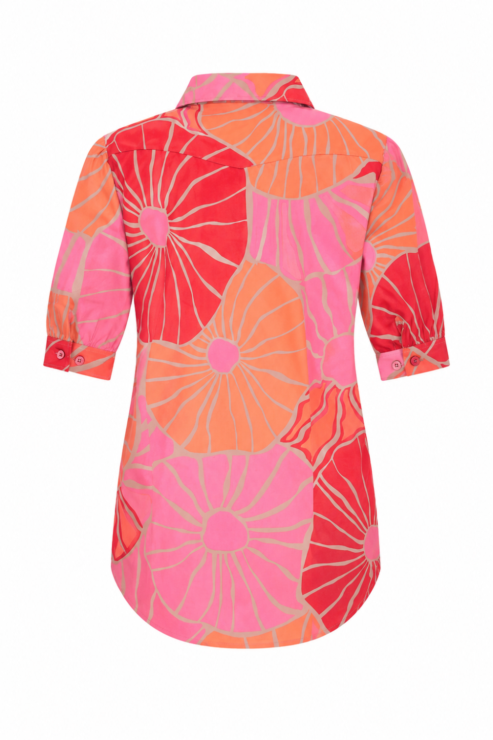 Mi Piace - Blouse Puff Desert Anemone Print - Coral