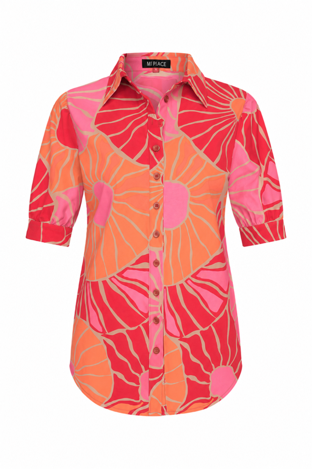Mi Piace - Blouse Puff Desert Anemone Print - Coral