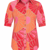 Mi Piace - Blouse Puff Desert Anemone Print - Coral