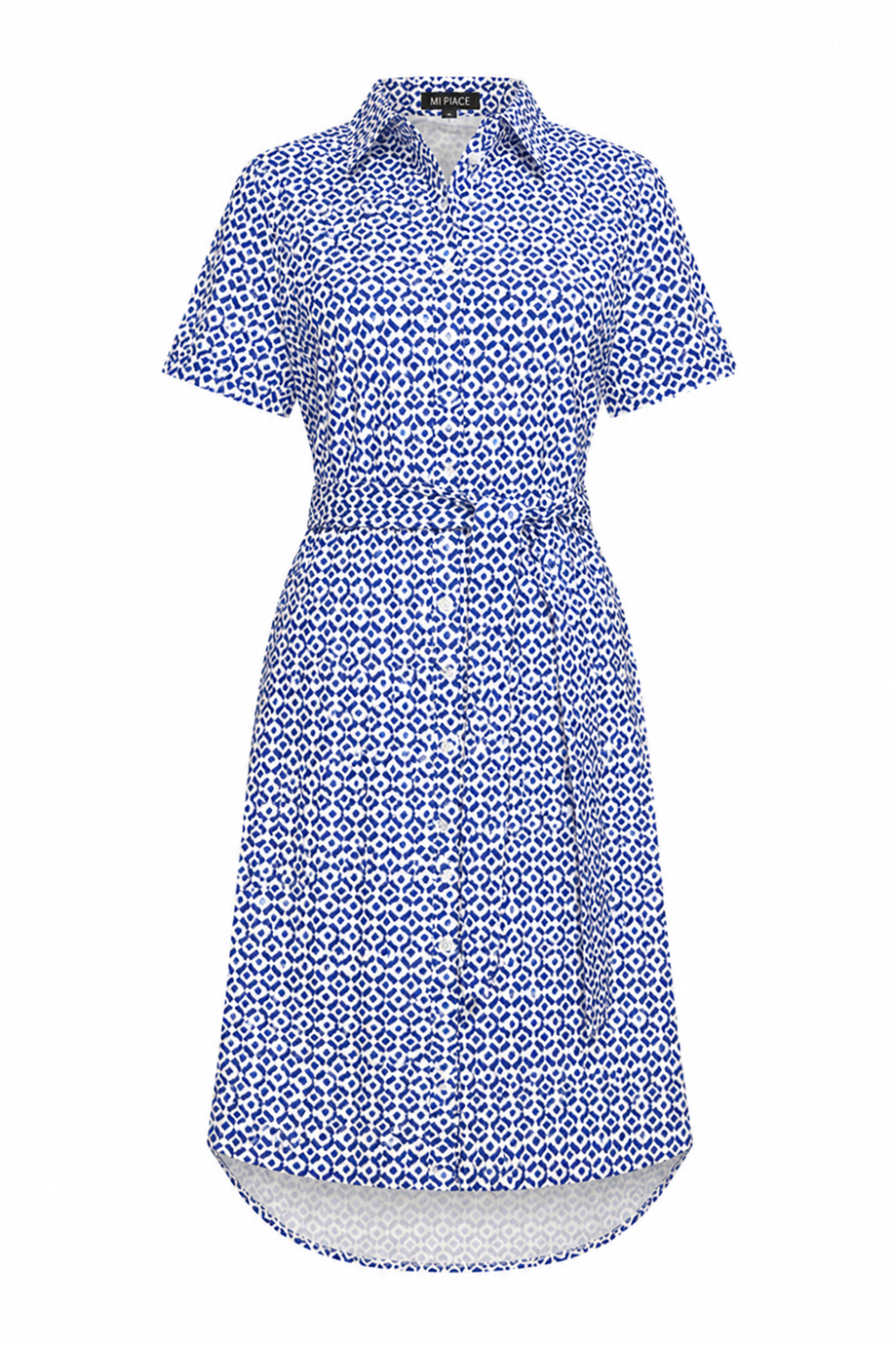 Mi Piace - Dress Short Sleeves Mimimal Print - Nautic Blue