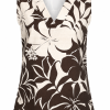 Mi Piace - Top Tropical Hibiscus Print - Espresso
