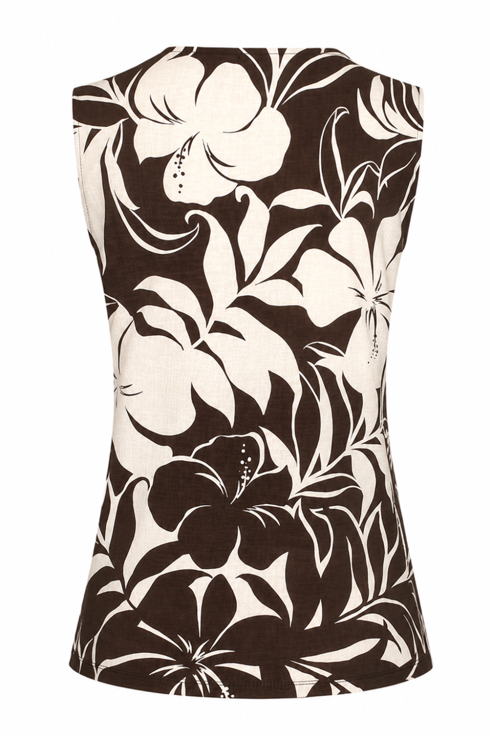 Mi Piace - Top Tropical Hibiscus Print - Espresso