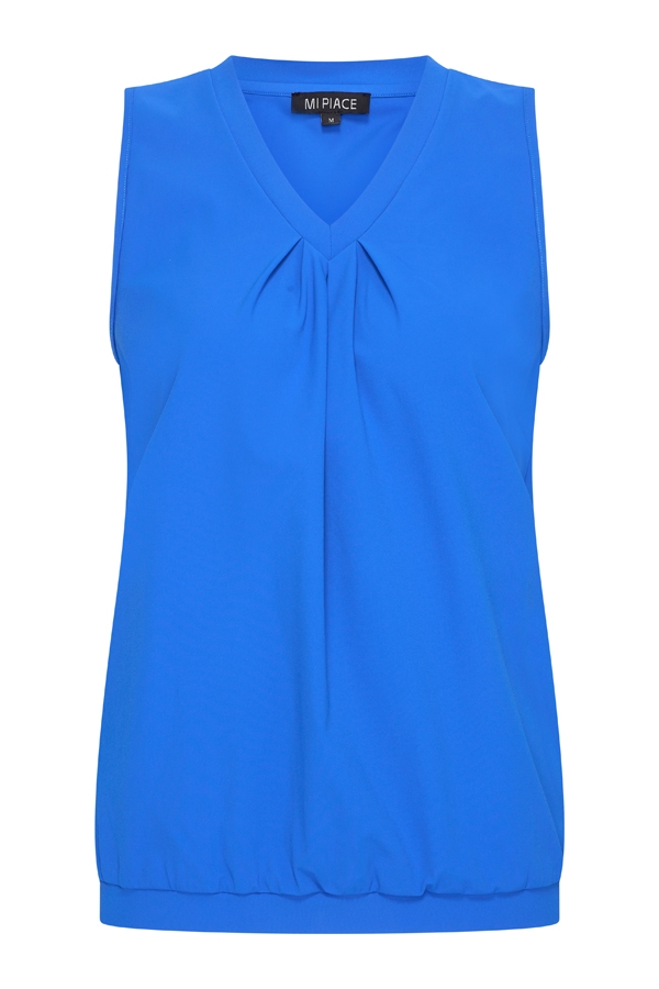 Mi Piace - Top V Neck Pleat - Nautic Blue