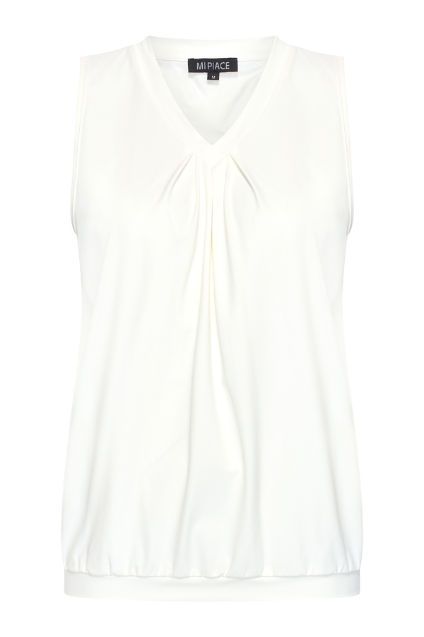 Mi Piace - Top V Neck Pleat - Off White