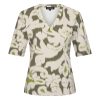 Mi Piace - T Shirt V Neck Ikat Ornaments Print - Olive