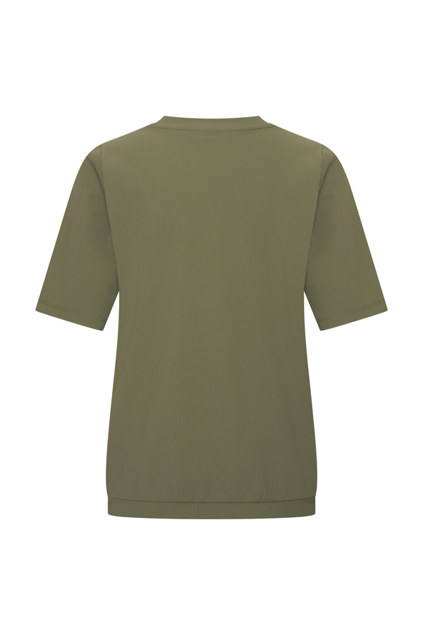 Mi Piace - Top V Neck Pleated Short Sl.- Olive