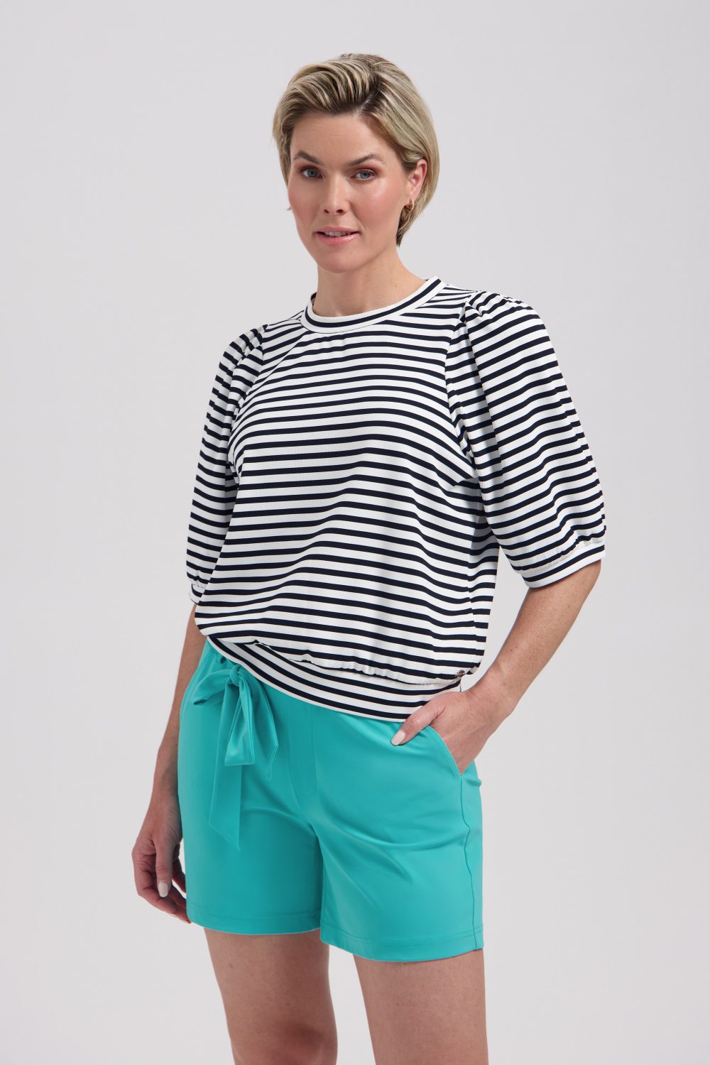 Lady Day - Amie Structure Travelstof Top - White/black / Lady Day - Shorty Travel - Atlantis