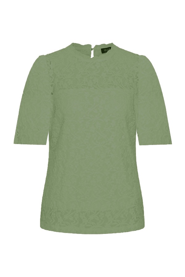 Mi Piace - Top Lace Short Sl. - Olive