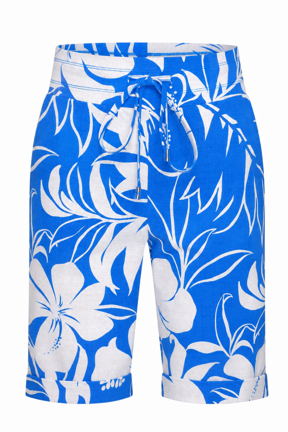 Mi Piace - Bermuda Tropical Hibiscus Print - Nautic Blue