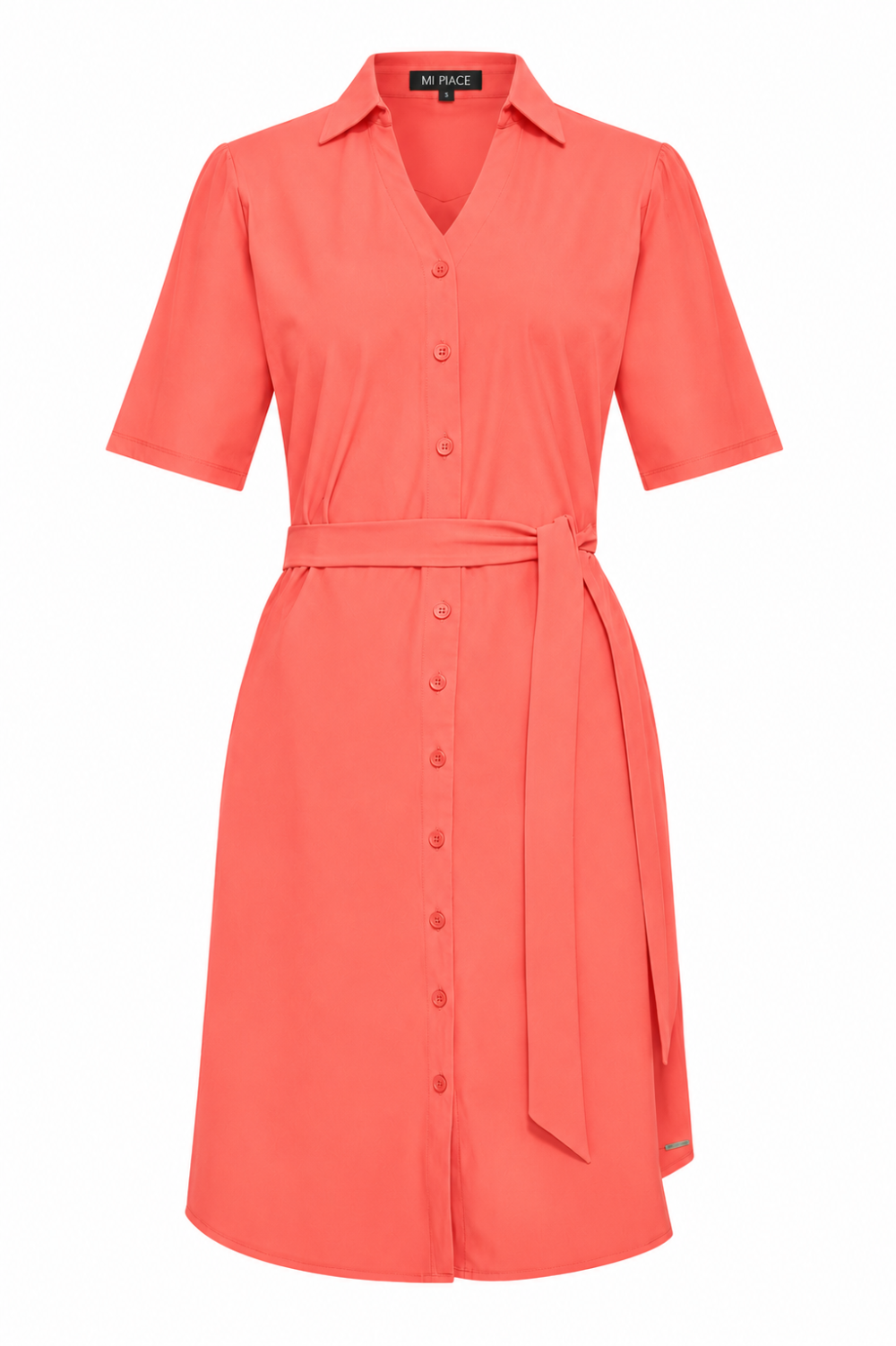 Mi Piace - Dress V Neck - Coral