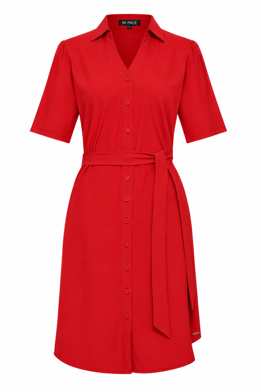 Mi Piace - Dress V Neck - Red