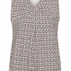 Mi Piace - Top V Neck Pleated Minimal Print - Espresso