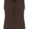 Mi Piace - Top V Neck Pleated - Espresso