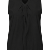 Mi Piace - Top V Neck Pleat - Black