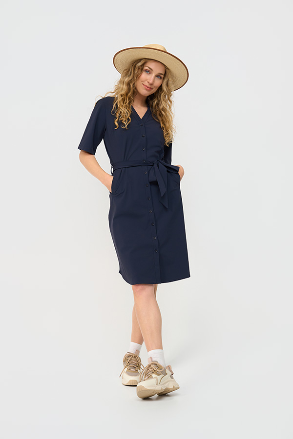 Mi Piace - Dress V Neck - Dark Blue