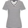 Mi Piace - T-shirt V Hals Stripe - Dark Blue | Off W.