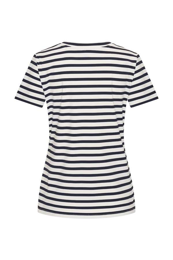 Mi Piace - T-shirt V Hals Stripe - Dark Blue | Off W.