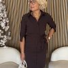 Mi Piace - Jurk 3/4 Mouw - Espresso