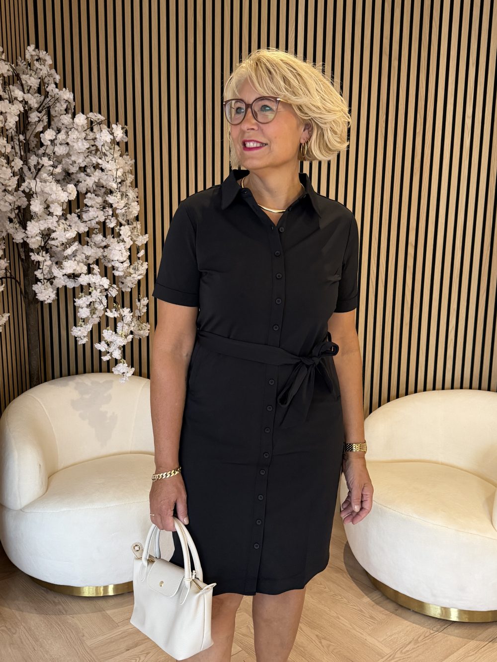 Mi Piace - Dress V Neck - Black