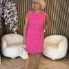 Triple Nine - Dress cut sleeves with zip and belt - Fuchsia