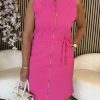 Triple Nine - Dress cut sleeves with zip and belt - Fuchsia