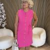 Triple Nine - Dress cut sleeves with zip and belt - Fuchsia