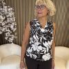 Mi Piace - Top Tropical Hibiscus Print - Espresso
