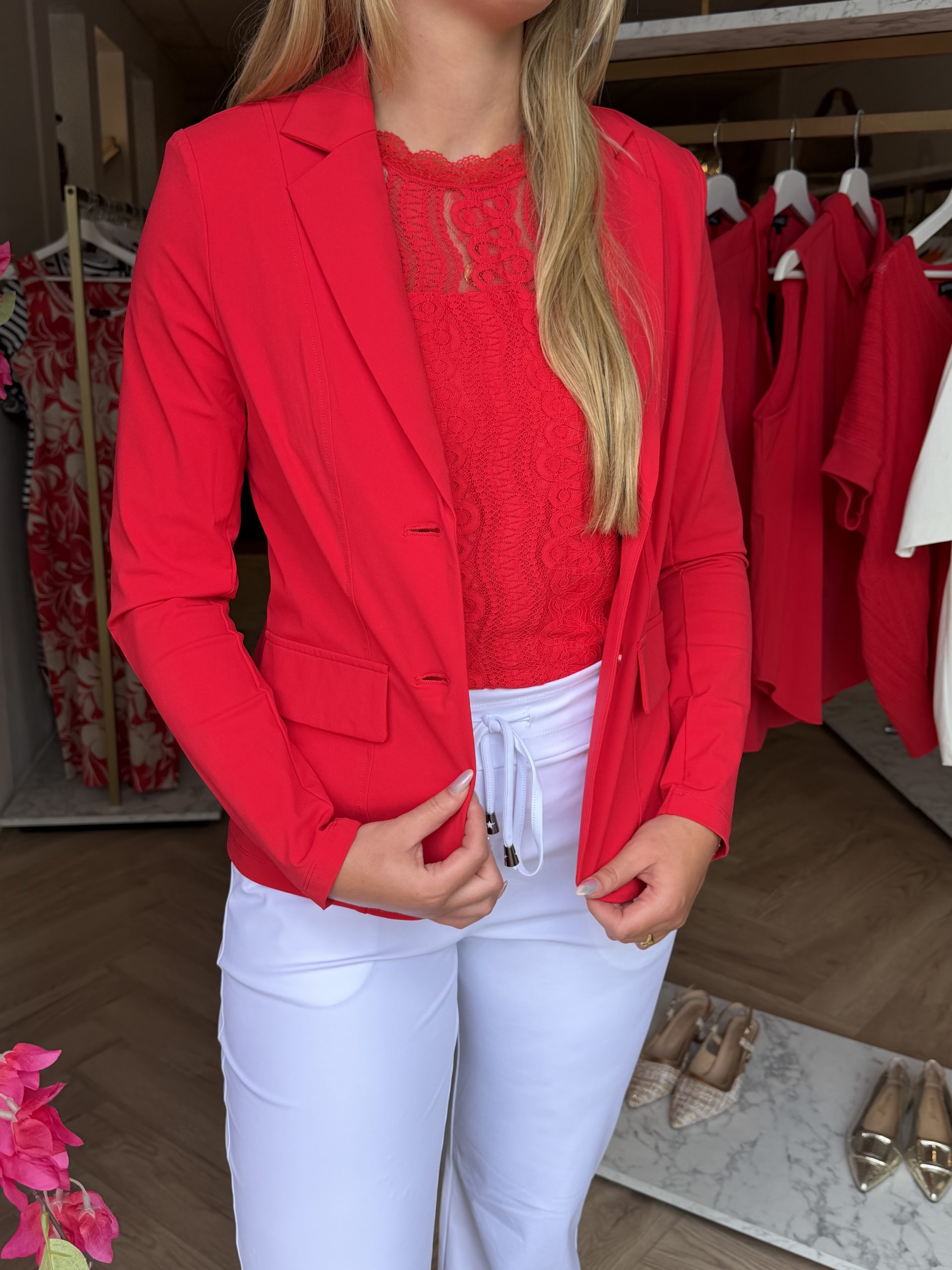 Mi Piace - Blazer Kort Travelstof - Red