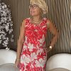 Mi Piace – Singlet Dress Tropical Hibiscus Print – Red