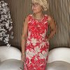 Mi Piace – Singlet Dress Tropical Hibiscus Print – Red