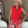 Mi Piace – Trousers Straight Tropical Hibiscus Print – Red