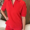 Mi Piace – Polo Top Puff Sleeves – Red